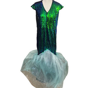 Mermaid costume Sequins & Tulle Sea Siren womens XL Ursula Halloween Drag queen